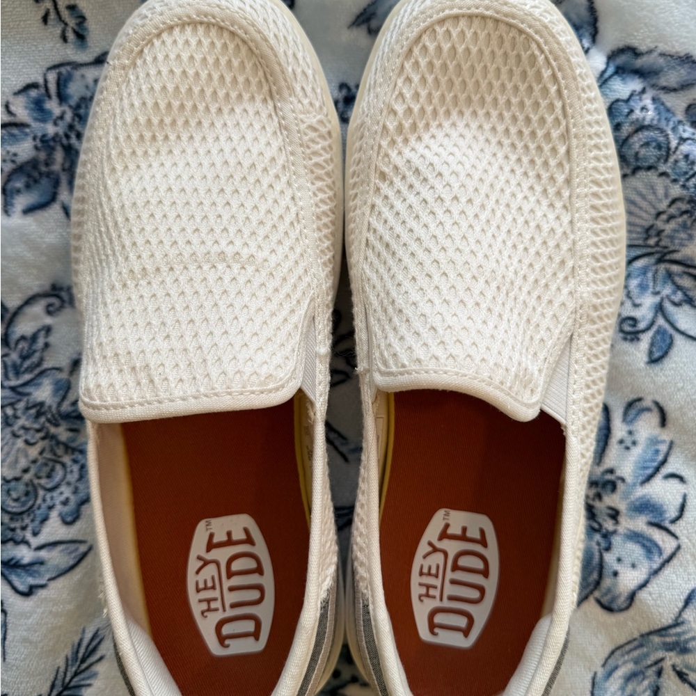 Hey Dude White Loafers Slip-Ons Comfortable